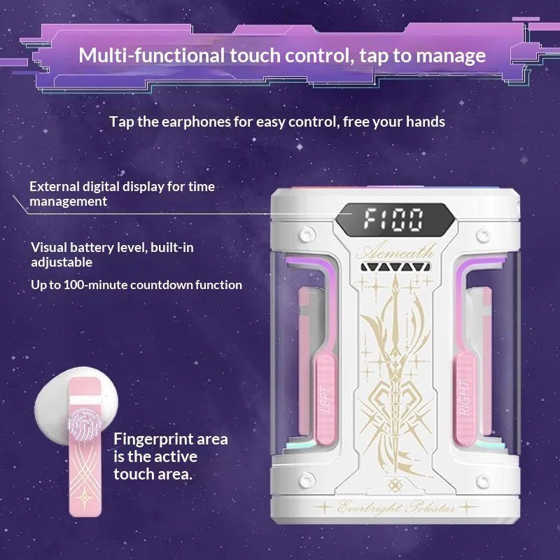 Anime Elysia TWS Bluetooth Earphones Semi-In-Ear Bluetooth 6.0 Wireless Gaming Headphones for Honkai Impact Fans Gifts